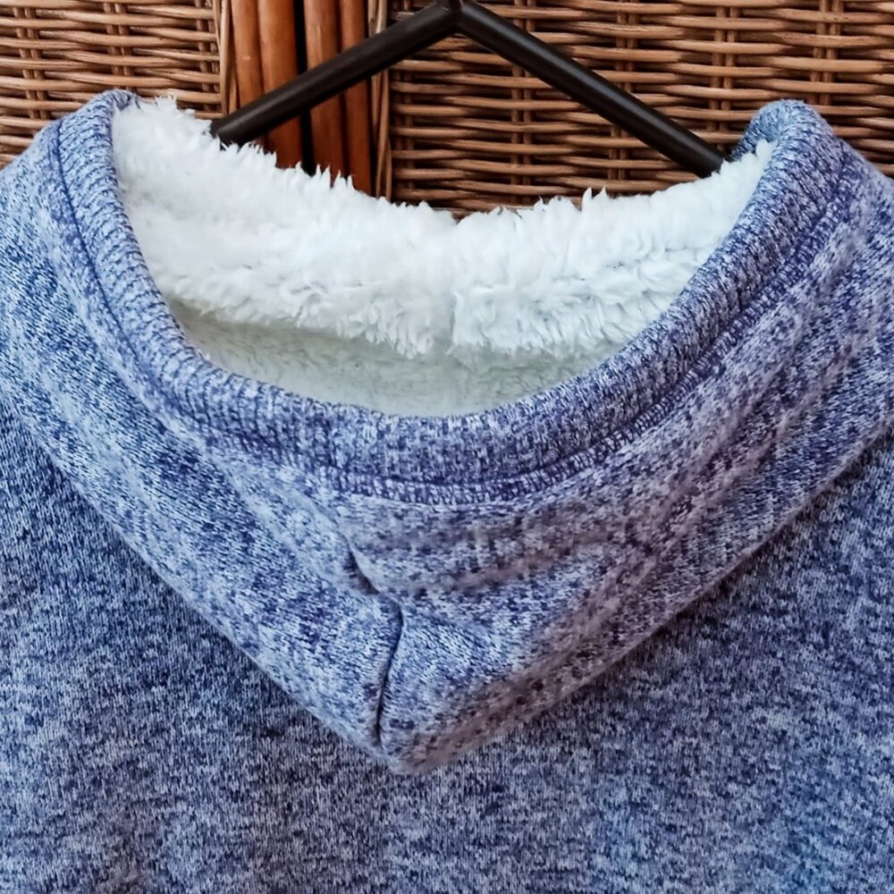Sonoma Lavender Heathered Cozy Faux Sherpa Lined Zip Pockets Hoodie Woman's L - Picture 12 of 16